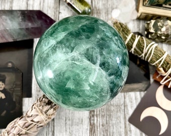 Large Green Fluorite Crystal Ball / FoxlarkCrystals / Big Crystal Sphere Polished Natural Crystal Ball Orb Healing Crystal Home Decor