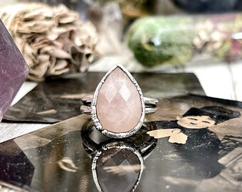 Pink Rose Quartz Ring in Fine Silver Size 6 7 8 9 / Foxlark Collection
