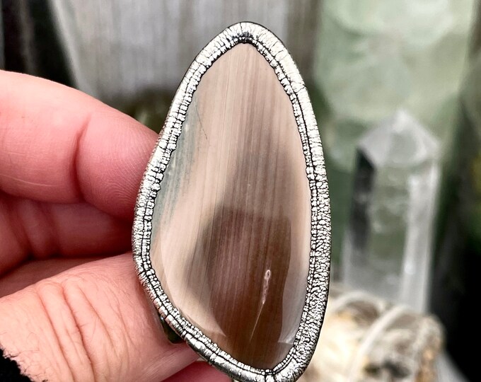 Discounted - Scratch on stone  Size  9.5 Large Imperial Jasper Statement Ring in Fine Silver / Foxlark Collection - One of a Kind