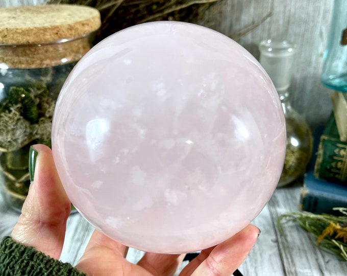 Large Rose Quartz Geode Crystal Ball / FoxlarkCrystals