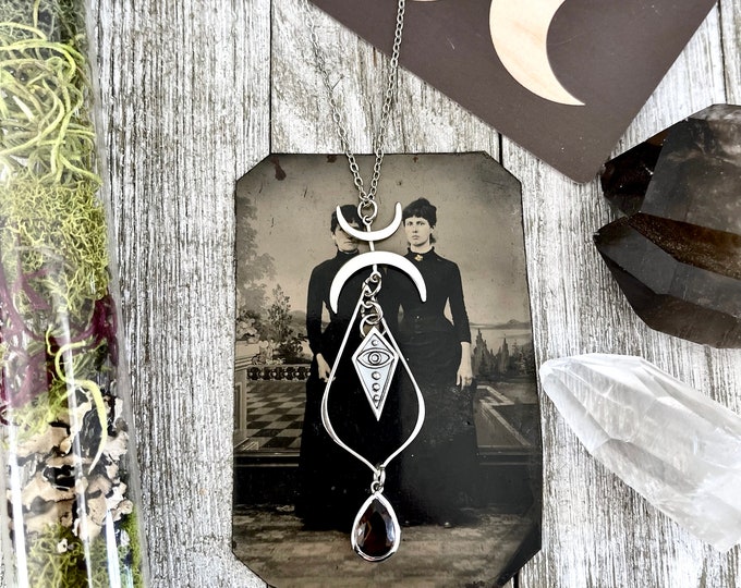 Diamond Eye and Smokey Quartz Talisman Necklace / Talisman Collection- Sterling Silver / Witchy Jewelry Gothic Necklace Charm Totem Amulet