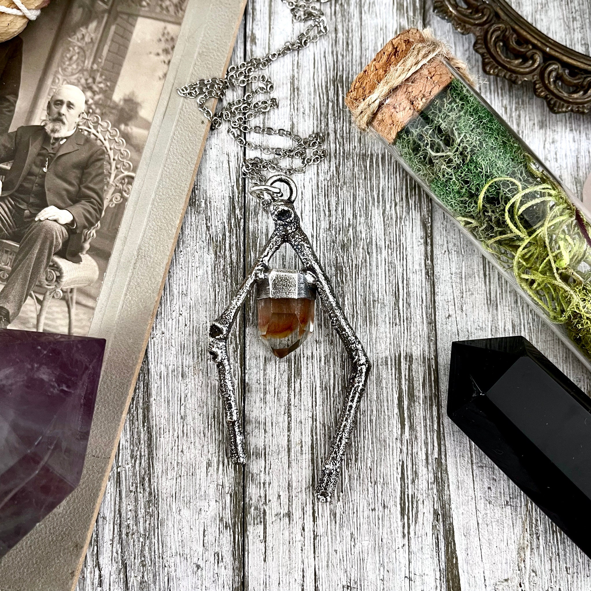 Raw Clear Quartz Crystal Necklace in Fine Silver / Bohemian Jewelry Gift  for her