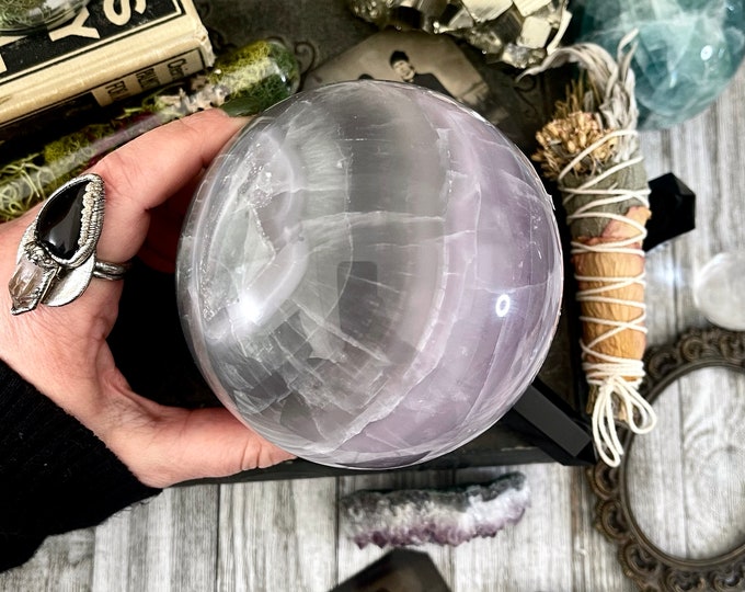 Purple and Green Fluorite Crystal Ball / FoxlarkCrystals / Crystal Sphere Wiccan Pagan Spells Rituals Magic Scrying Orb Metaphysical