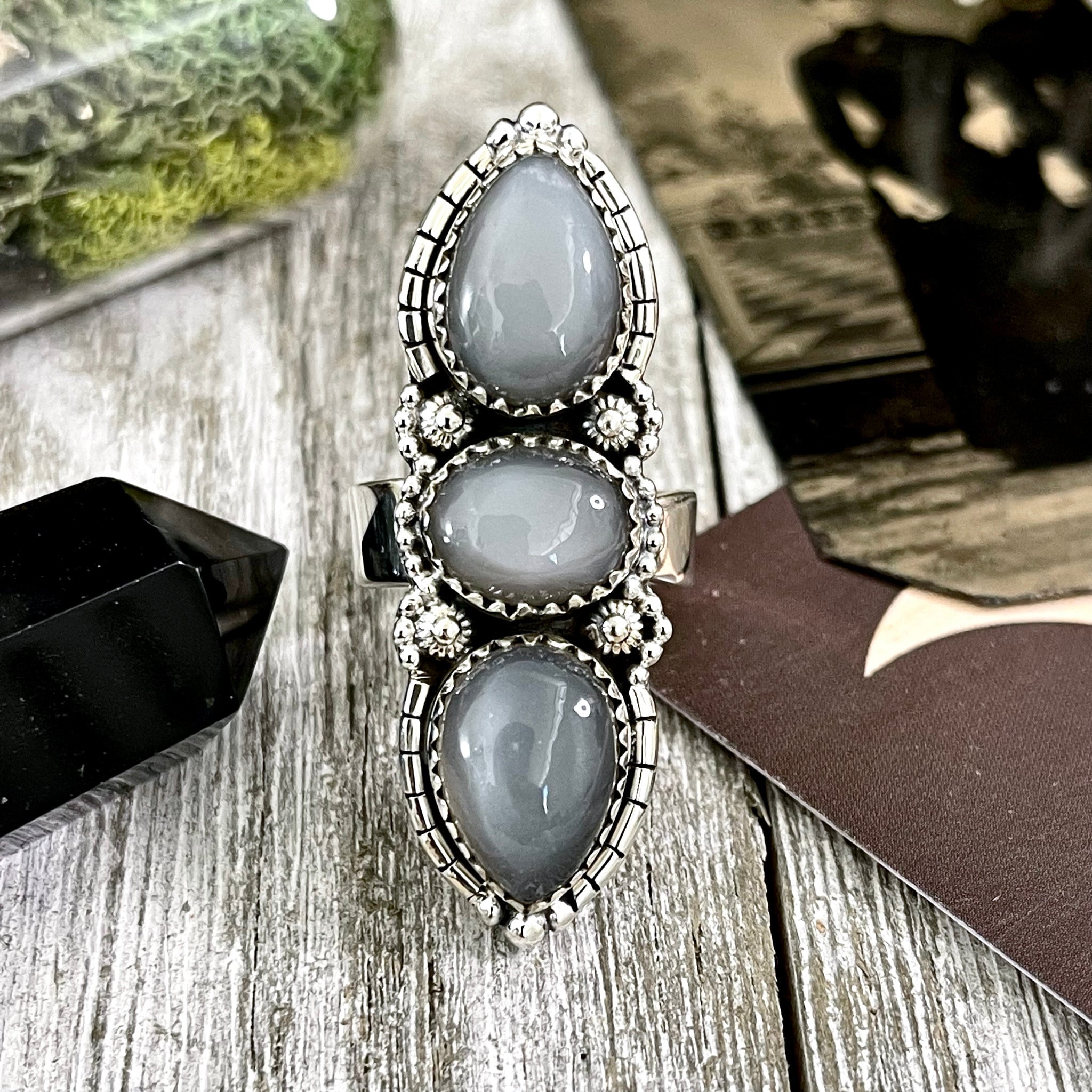 Grey moonstone shop ring