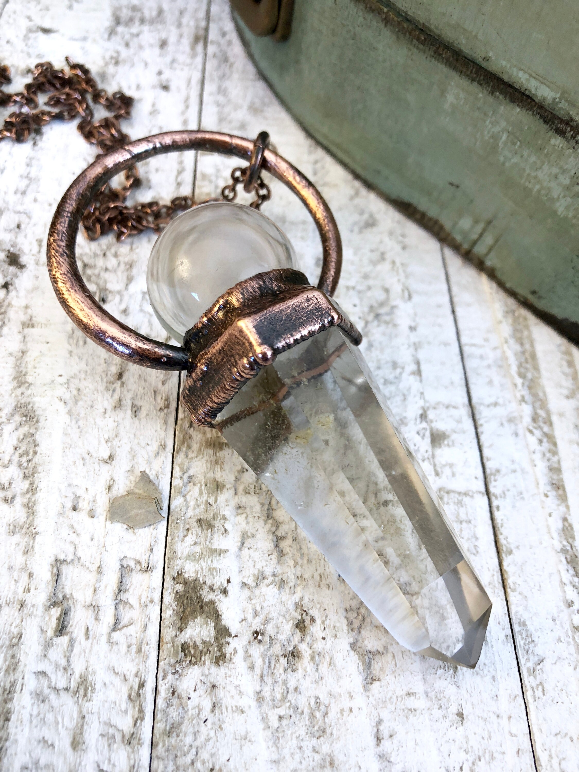 Crystal Ball Necklace Large Smoky Quartz Crystal Necklace