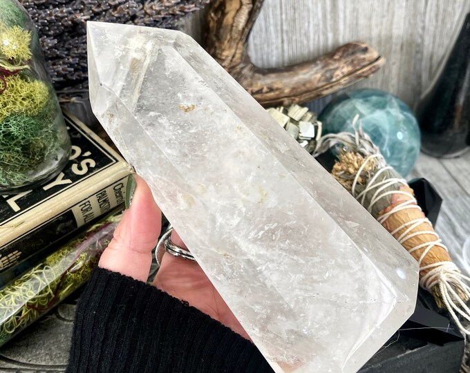 Large Self Standing Clear Quartz Crystal Point / FoxlarkCrystals / Gemstone Tower Crystal Wand Chakra Healing Crystal Home Decor