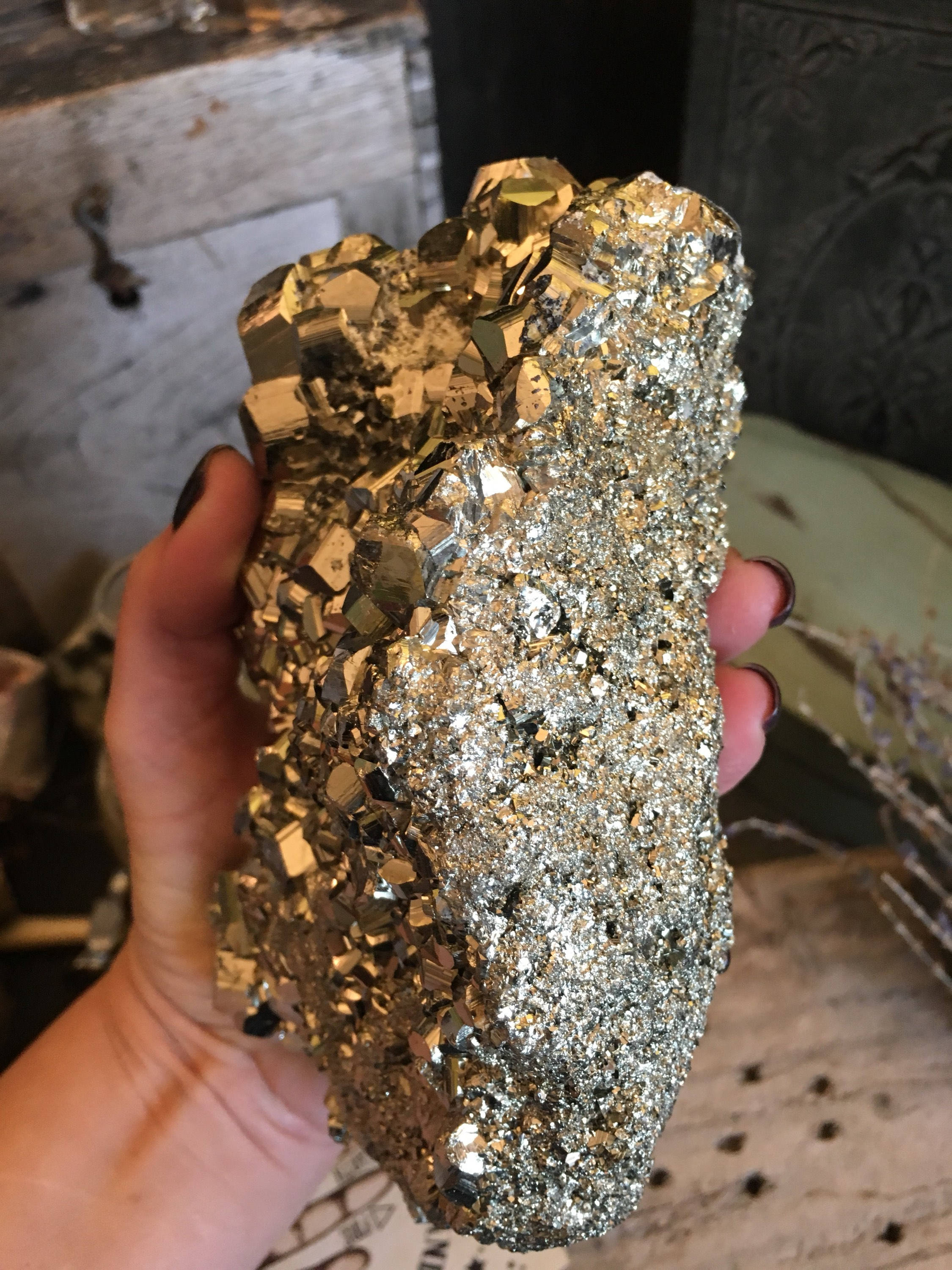 Golden Pyrite Crystal Cluster Raw Crystal Cluster Large Pyrite Cluster