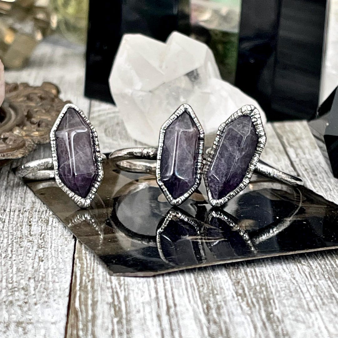 Purple Amethyst Point Ring Fine Silver Size 6 7 8 9 10 Foxlark ...