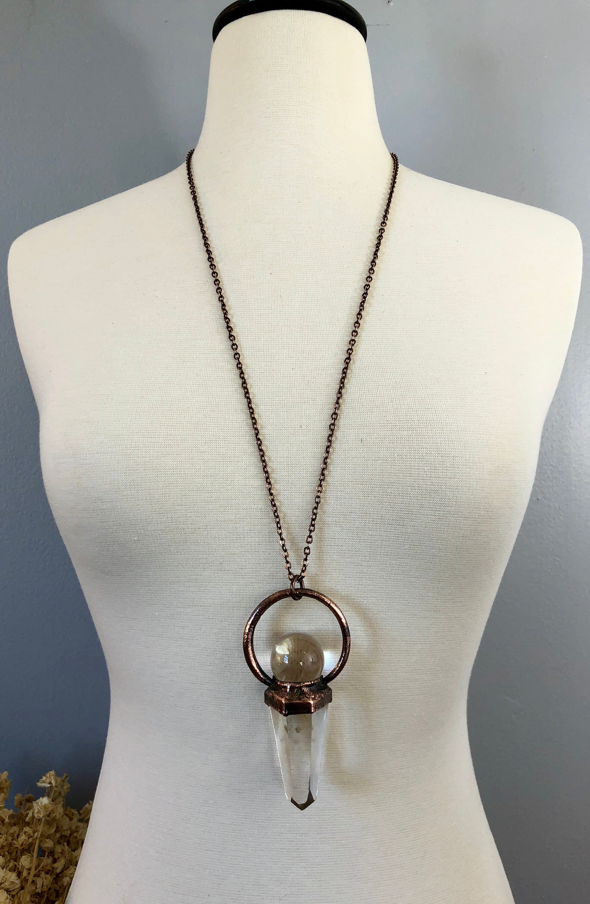 Crystal Ball Necklace Large Smoky Quartz Crystal Necklace