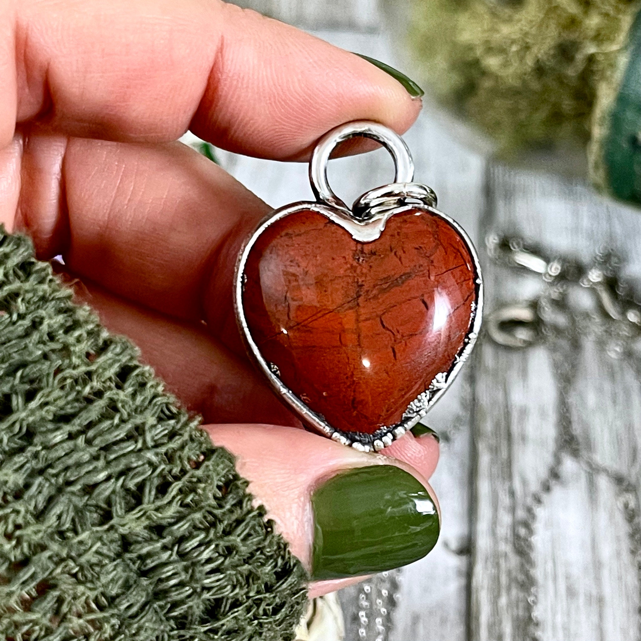 Crystal Pendant | Buy Online Natural Red Jasper Mini Heart Pendant