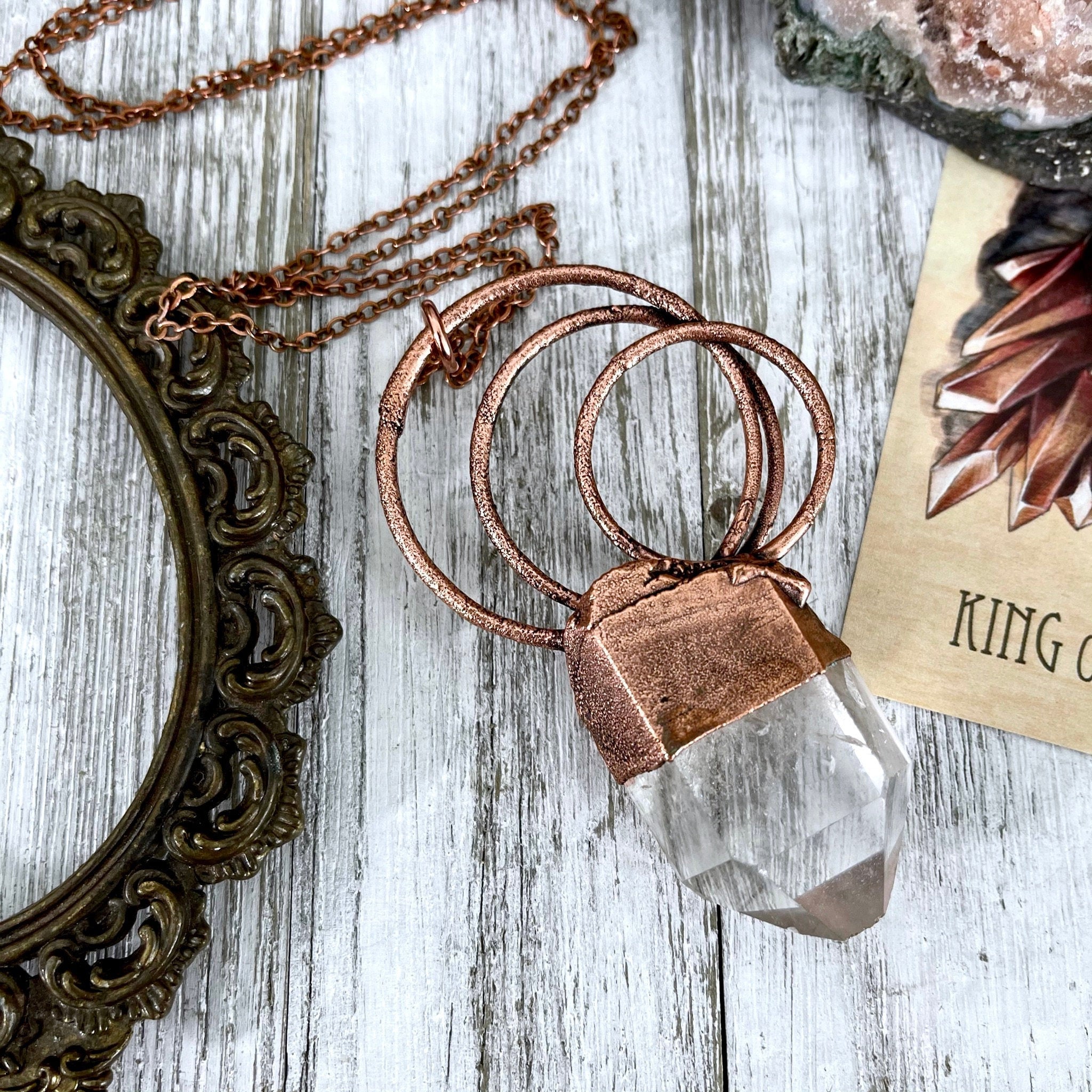 Large Crystal Necklace Raw Clear Quartz Natural Crystal Pendant
