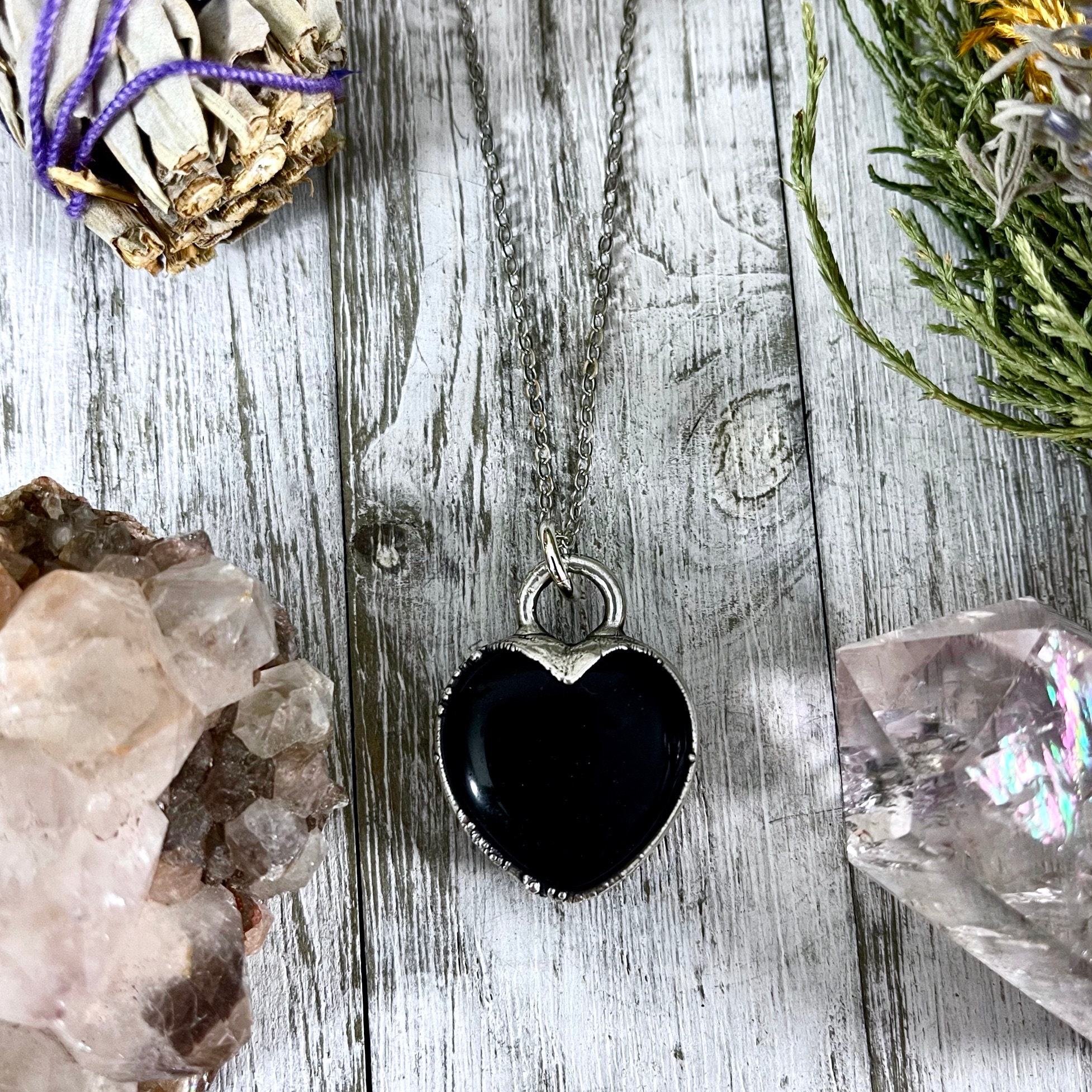 Peanut Obsidian Heart Pendant