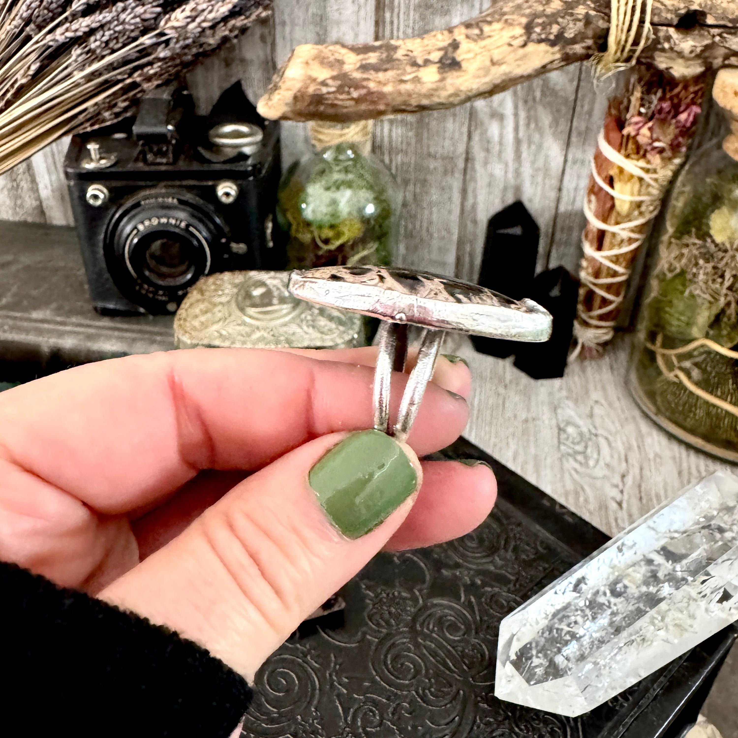Fossilized Palm Root Crystal Ring Fine Silver Size 10 / Foxlark