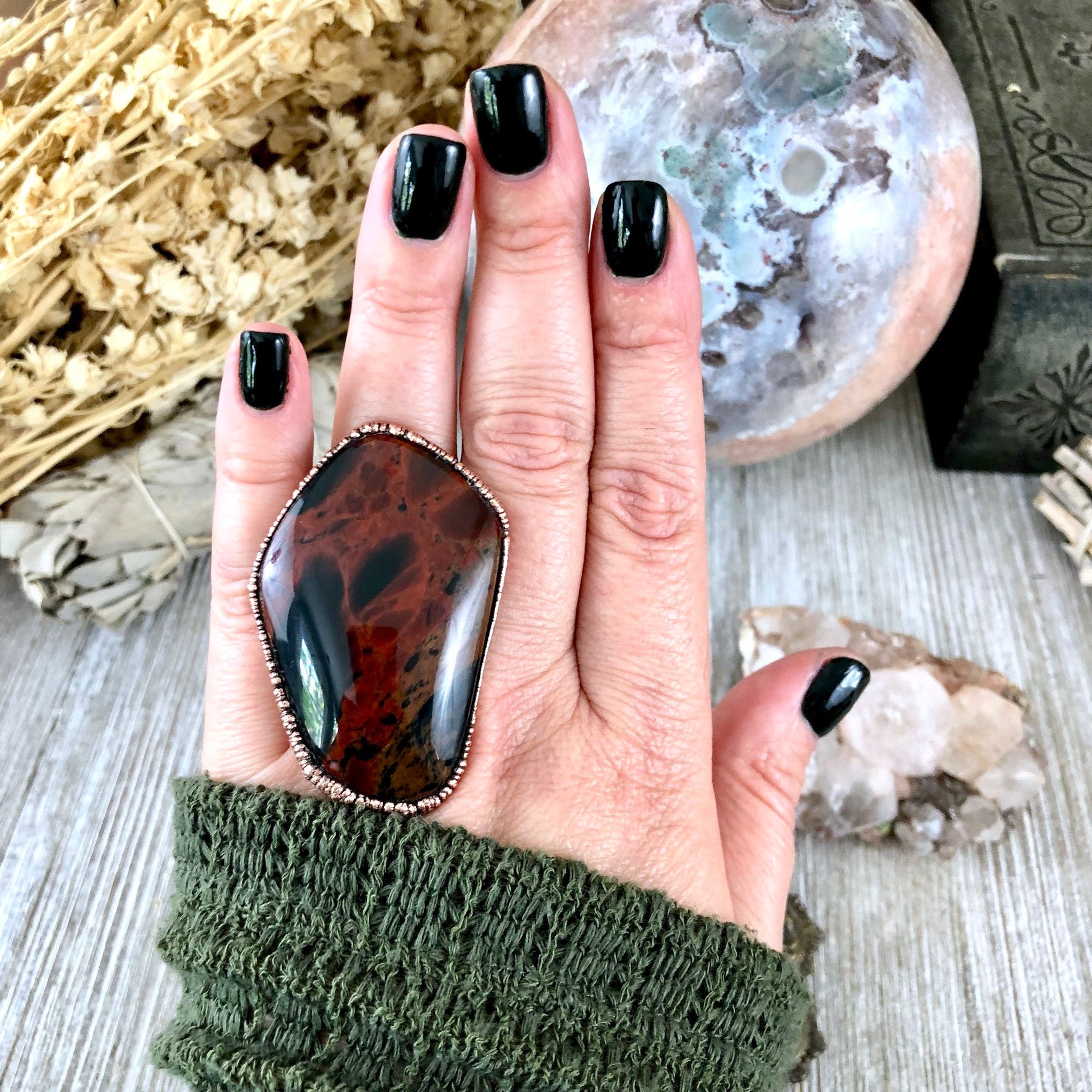 Mahogany Obsidian Ring, Wire Wrapped Ring, Antique Copper, Stacking Ring,  Hippie Jewelry, Obsidian Ring, Obsidian Jewelry, Red Ring, Stone - Etsy