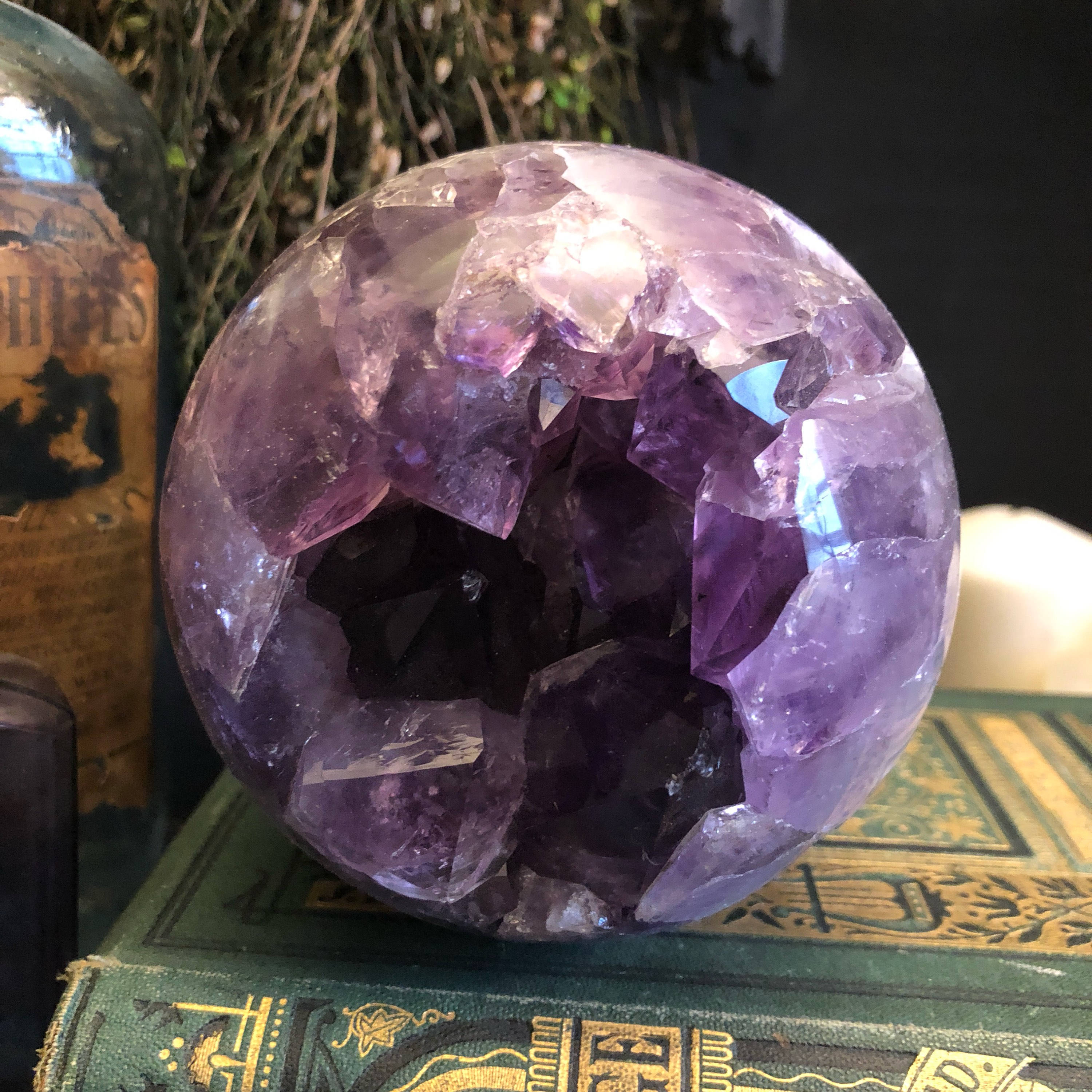 Amethyst Crystal Ball / Raw Amethyst Geode / Crystal Sphere / Big