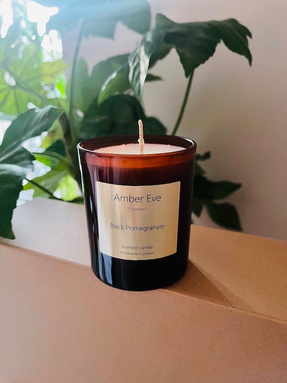 Black Pomegranate Amber Glass Candle