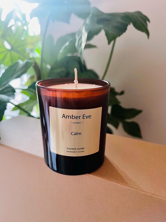 Calm Natural Candle in Amber Glass