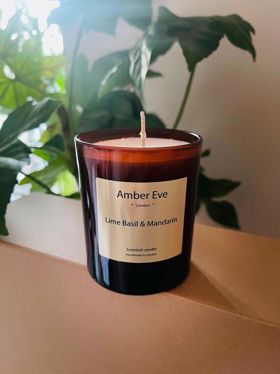 Lime Basil & Mandarin Candle in Amber Glass