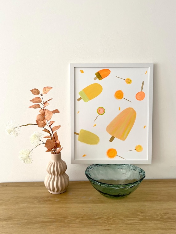 Icecream & Lollies, original abstract painting 40x50cm