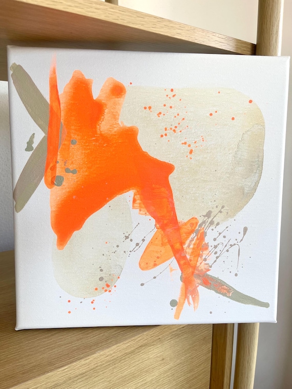 Orange Butterfly, original acrylic painting on canvas, 30x30cm