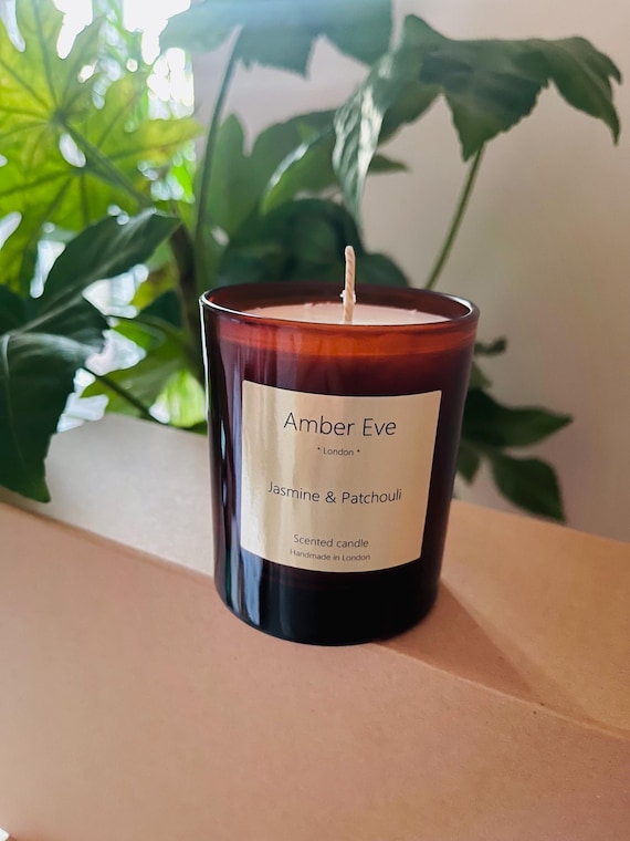 Jasmine & Patchouli Candle in Amber Glass