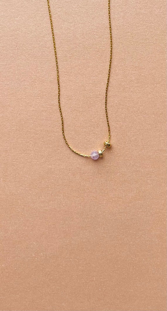 14 Karat Gold Necklace with Amethyst and Gold Disks