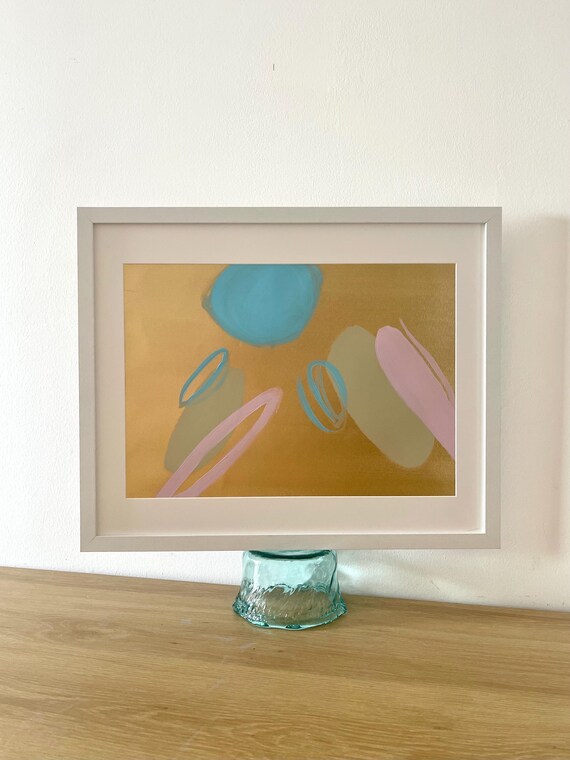 Blue Sunset, original painting on canvas, framed, 40x50cm