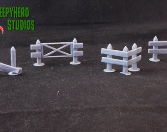 3D Resin Printed 28mm scale Wooden Fence Set