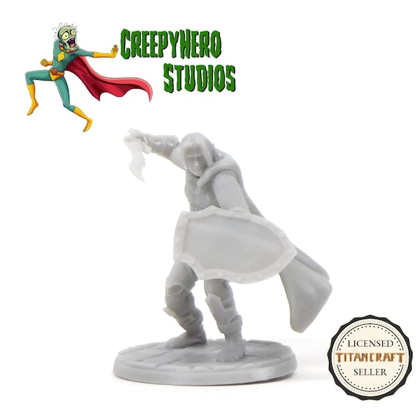 3D Resin Printed 28mm Scale Elven Fighter with Sword and Shield Miniature