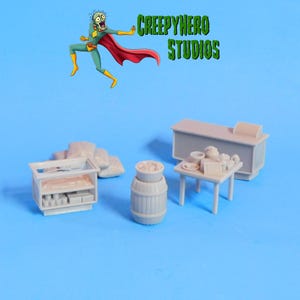 Wild West 3D Printed 28mm Scale General Store Furniture Set