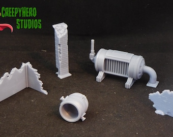 20mm (1/64) Scale 3D Resin Printed Factory Obstacle Set