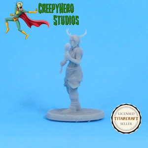 Fantasy 28mm Scale 3D resin Printed Female Druid Miniature