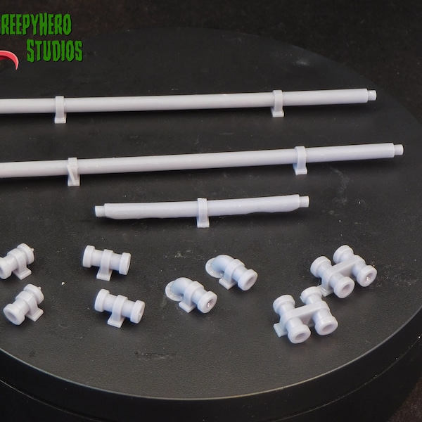 28mm Scale 3D Resin Printed Modular Wall Pipe Set