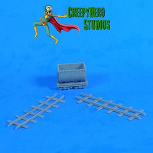 3D Resin Printed 28mm Scale Wild West Mine Cart and Tracks Set