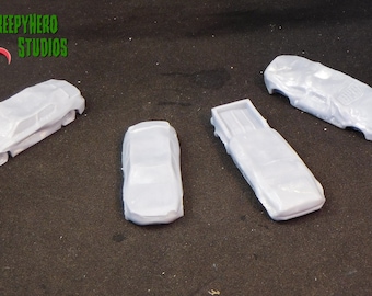 Gaslands 20mm (1/64) scale 3D Resin Printed Crushed Car Wrecks