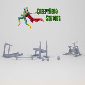 3D Resin Printed 28mm Scale Gym Equipment Set