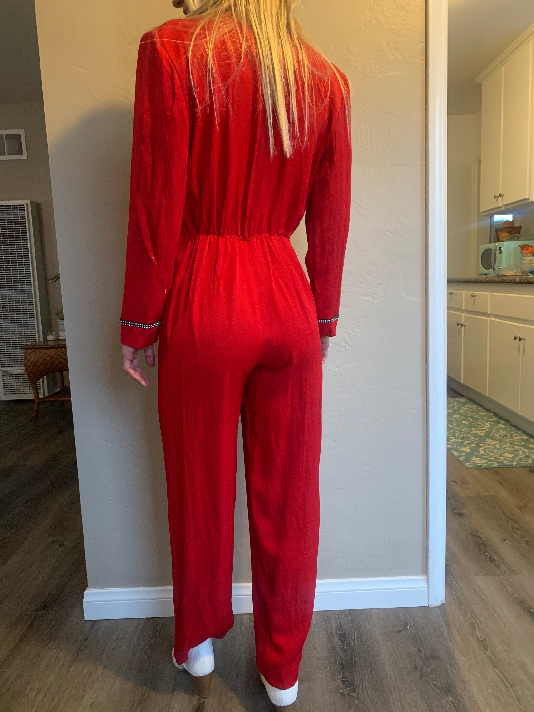 Vintage Red Jumpsuit Etsy