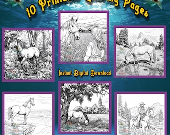 Adventure On The Trail: Horse Coloring Pages for Stress Relief