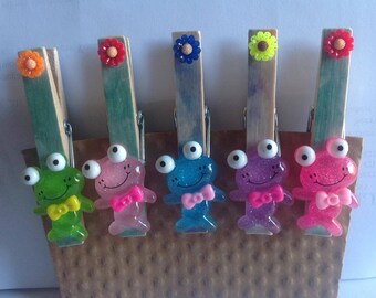 6pcs Funky Colour Wooden Magnet Magnetic Fridge Clips Party Goodie Bag Gifts