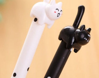 1 Cat Pen, Novelty Cat Pen, Ballpoint Gel Pen, Cat Stationery, Kitty Cat Pen, Black Cat Pens, White Cat Pens, Cat Lovers Gift, Writing Tool