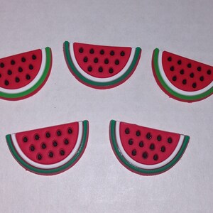 10 Silikon Wassermelonen Scheiben, Weichgummi Früchte, Bastelbedarf, Slime Charms, Wassermelonen Cabochons, Obstscheiben, Gefälschte Wassermelonenscheiben