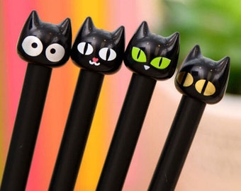 1 Black Cat Pen, Cat Pen, Cat Ballpoint Pen, School Supplies, Cat Stationery, Writing Tools, Office Supplies, Cat Lovers Gifts, Cat Gel Pens
