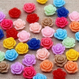 25 Mini Rose Cabochons, Mini Resin Flower Cabochons, Flat Back Rose Charms, Craft Supplies, Beading Supplies, Jewelry Making, Slime Charms