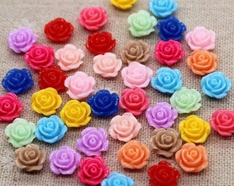 25 Mini Rose Cabochons, Mini Resin Flower Cabochons, Flat Back Rose Charms, Craft Supplies, Beading Supplies, Jewelry Making, Slime Charms