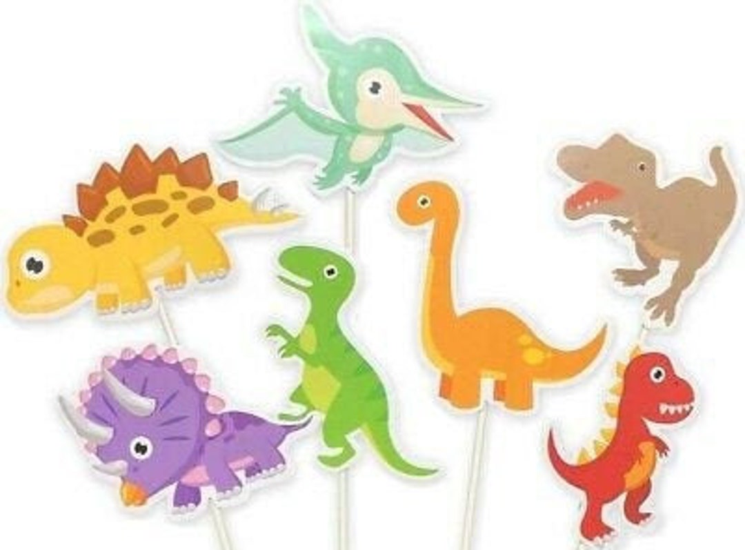 14 Dinosaur Cupcake Picks, Dinosaur Cake Topper, Baking Supplies, Food ...