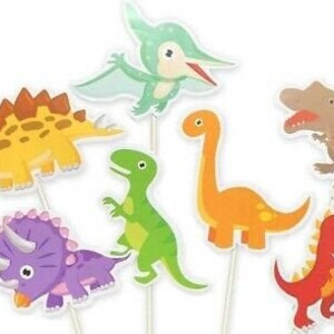14 Dinosaur Cupcake Picks, Dinosaur Cake Topper, Baking Supplies, Food Picks, Children&#39;s Birthday, Cupcake Picks, Baby Shower, Party Decor