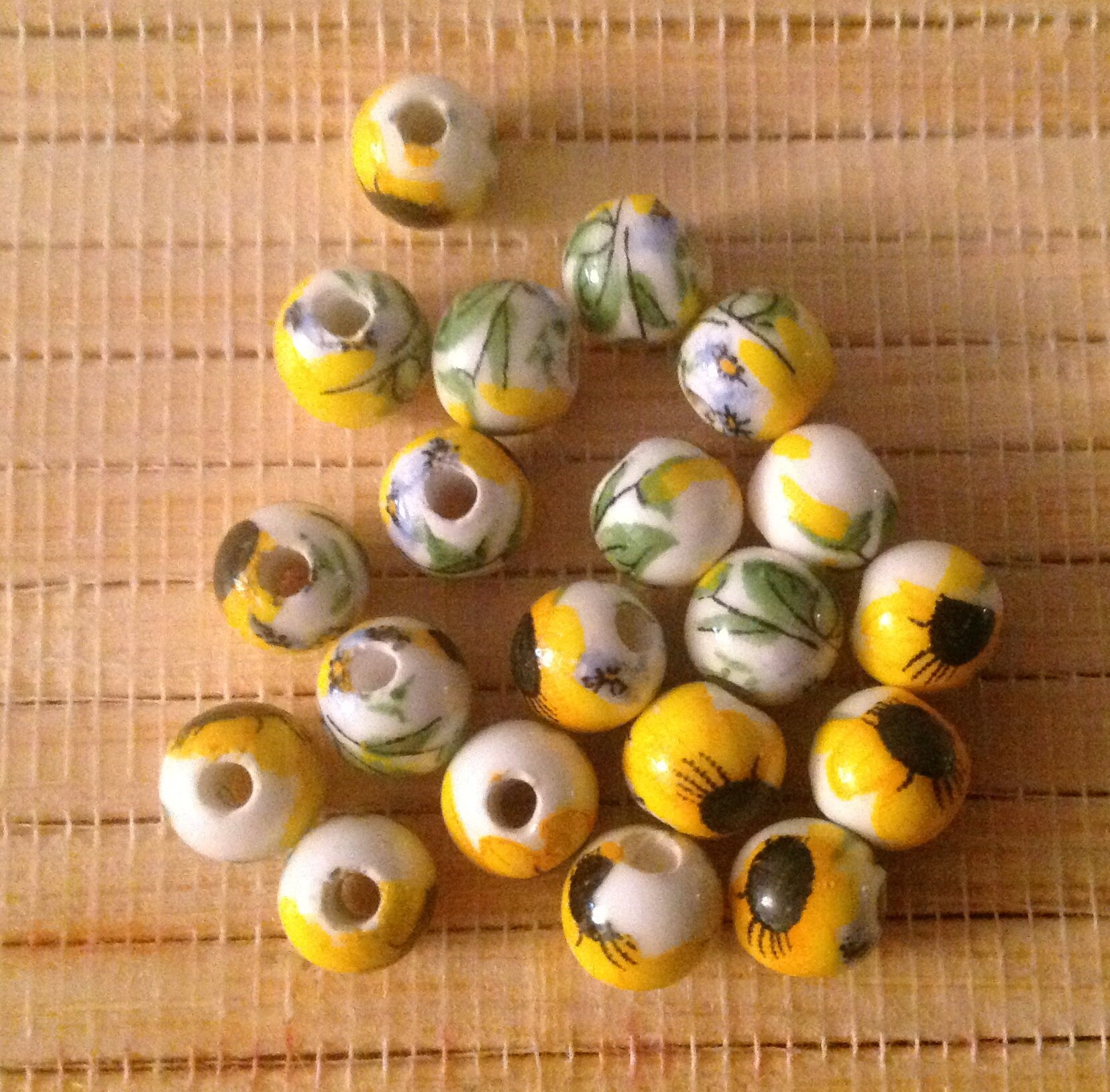 Ceramic Sunflower Beads Porcelain Sunflower Beads Sunflower Etsy