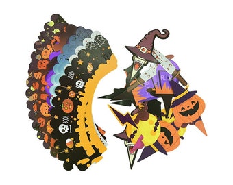 12 Halloween Cupcake Toppers, Halloween Cupcake Wrappers, Halloween Cupcake Kits, Halloween Cupcake Picks, Halloween Party Supplies, Party
