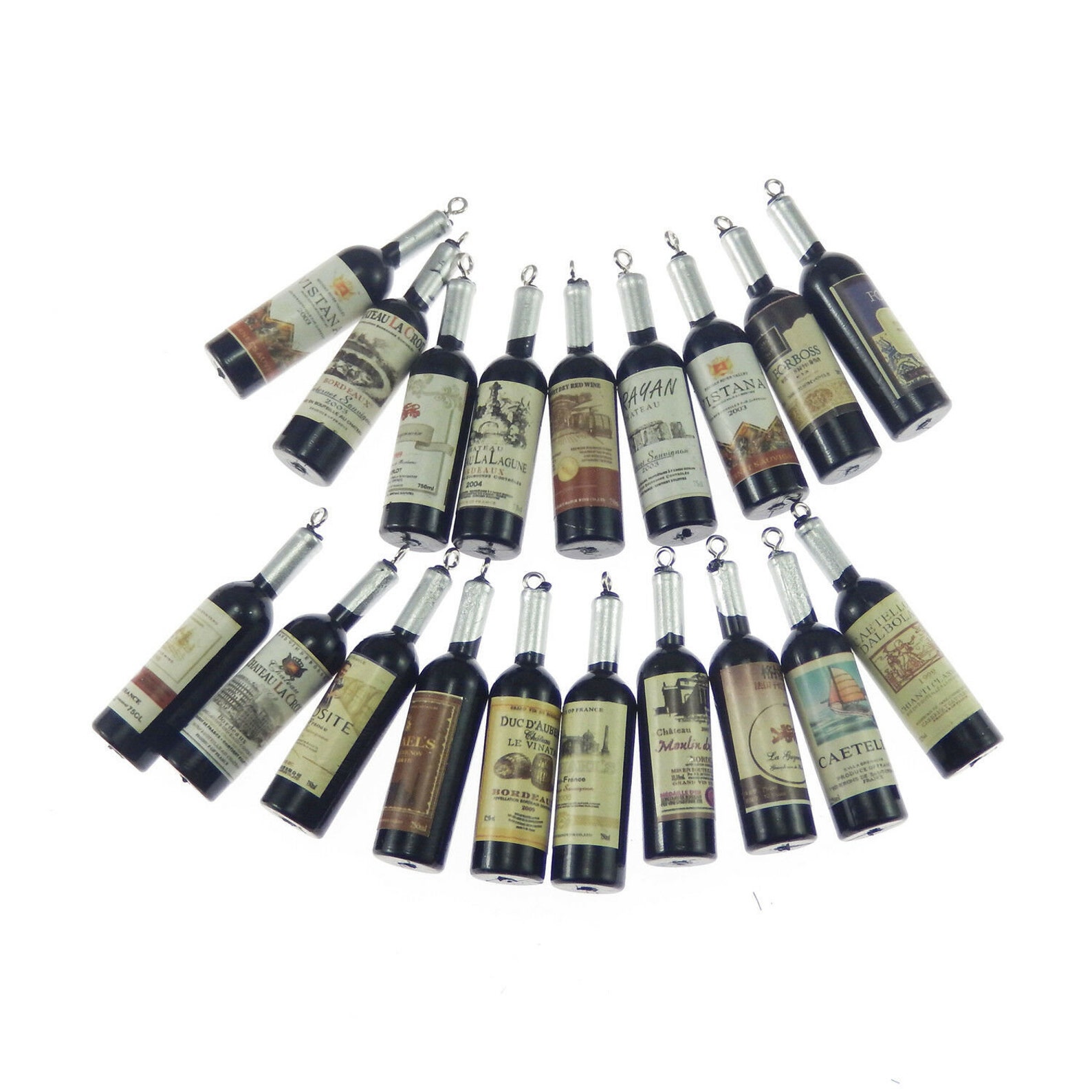 10 Mini Wine Bottles Wine Bottle Charms Wine Bottle Etsy