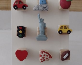9 I Love New York Magnets, Set of Magnets, New York State Magnets, Kitchen Decor, Office Supplies, Home and Living, Locker Magnets, Decor